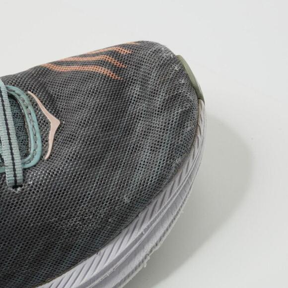 Hoka One One Rincon Womens 7.5 Gray Salmon Pink Chunky Lace Up Comfort SEE - Picture 6 of 10